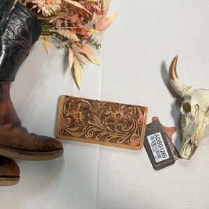 American Darling Tan Floral Leather Wallet